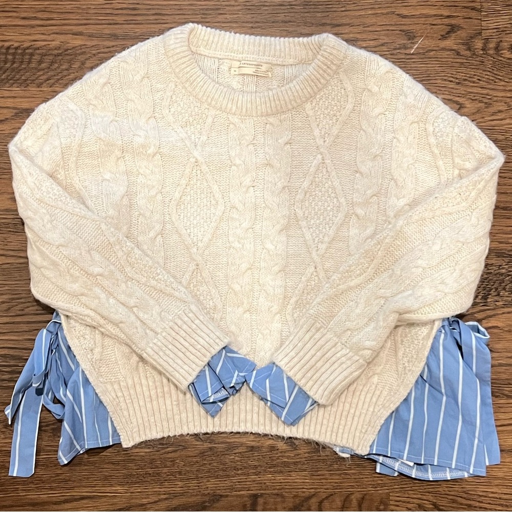 Anthropologie Cream Cable Knit Sweater